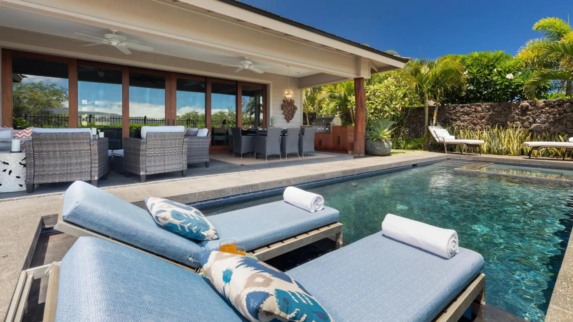 Vakantiehuis Pualani Villa Single Level 4Br Kamilo Home With Pool And Cottage Waikoloa