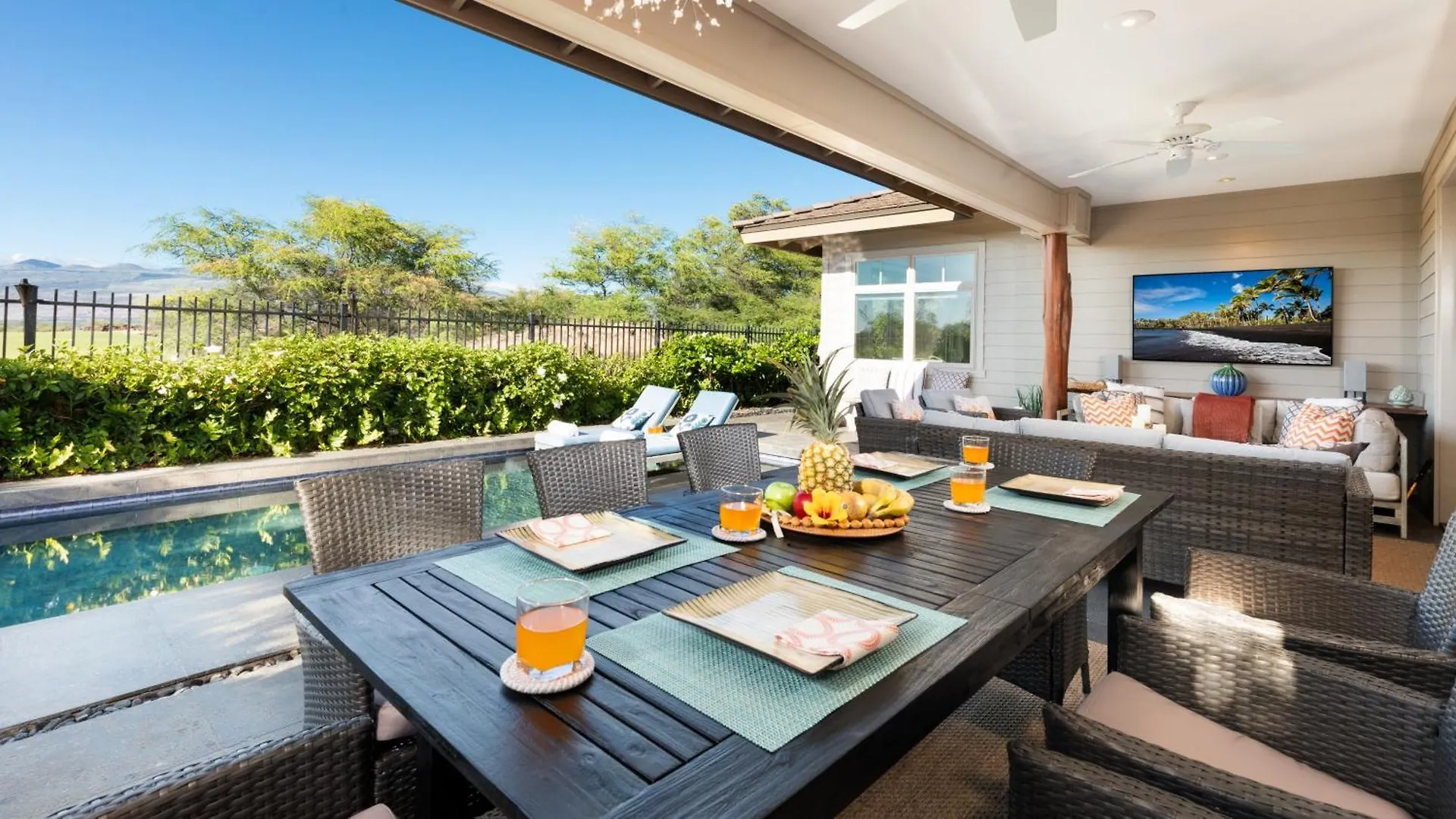 Vakantiehuis Pualani Villa Single Level 4Br Kamilo Home With Pool And Cottage Waikoloa